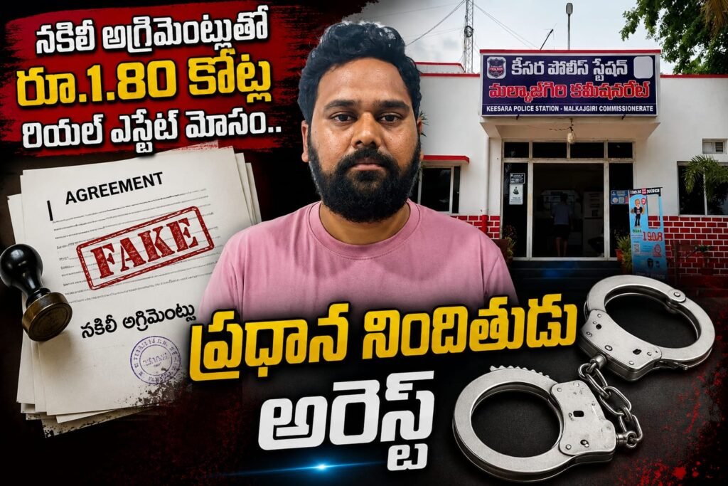 నకిలీ అగ్రిమెంట్లతో రూ.1.80 కోట్ల రియల్ ఎస్టేట్ మోసం: ప్రధాన నిందితుడు అరెస్ట్