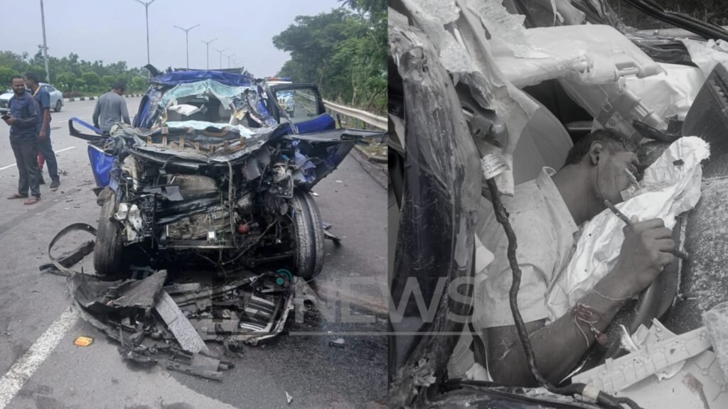 టిప్పర్‌ను ఢీకొన్న కారు.. డ్రైవర్ మృతి